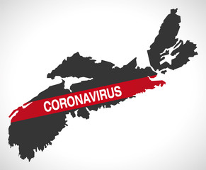 Nova Scotia CANADA map with Coronavirus warning illustration