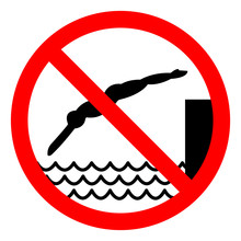 No Diving Shallow Water Symbol, Vector  Illustration, Isolated On White Background Label. EPS10