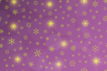 Wall Mural - Golden snowflies on a pink  background. Vector illustration