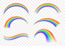 Bright Rainbow Spectrum Realistic Transparent Set Isolated Vector Illustration