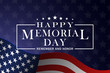 Memorial Day background. Template for Memorial Day festive design. Memorial Day greeting card with stars and stripes. Vector illustration.