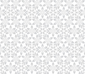 Flower geometric pattern. Seamless vector background. White and grey ornament.