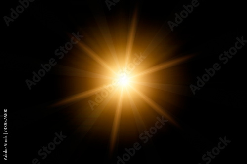 Photographie Optical lens flare on black background.