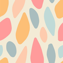 Seamless Pattern Background With Astract Organic Shapes, Contemporary Collage Style, Pastel Colors