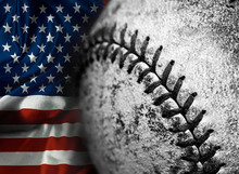 American Flag Old Worn Baseball Texture Leather Game Sports Competition