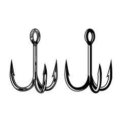 Metal triple fishing hooks concept