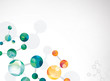 © CaptureAndCompose - Science molecules structure with connected circles and blue and green bubbles in an abstract composition