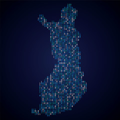 Finland country map made from digital binary code