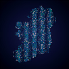 Poster - ireland country map made from digital binary code