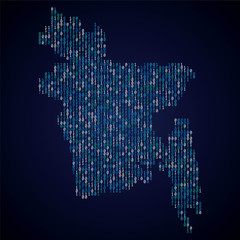 Bangladesh country map made from digital binary code
