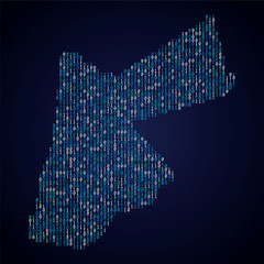 Poster - Jordan country map made from digital binary code