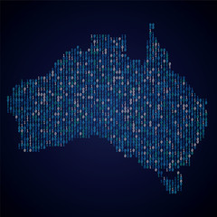 Wall Mural - Australia country map made from digital binary code