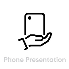 Wall Mural - Phone Presentation Camera icon. Editable line vector.