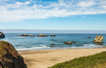 Wall Mural - Looking down at sea stacks along Bandon beach