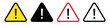 Exclamation mark icon collection.Danger warning set.Triangular warning symbols with Exclamation mark.Vector