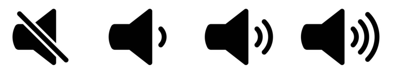 Poster - Audio speaker volume.Set of volume icons.Volume max collection. Speaker icon on white background.Black volume sound icons. Vector
