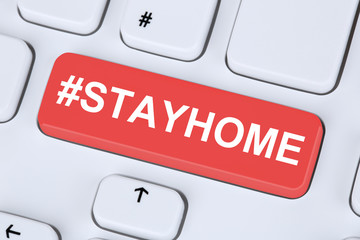 Stay home hashtag stayhome Corona virus coronavirus healthy health computer keyboard