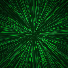 Poster - abstract green circular speed background. centric motion of star trails. starburst dynamic lines or 