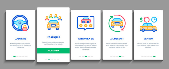 Poster - Car Sharing Business Onboarding Mobile App Page Screen Vector. Car Share Deal And Agreement, Web Site And Phone Application, Key And Driver License Color Contour Illustrations