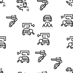 Poster - Car Sharing Business Seamless Pattern Vector Thin Line. Illustrations
