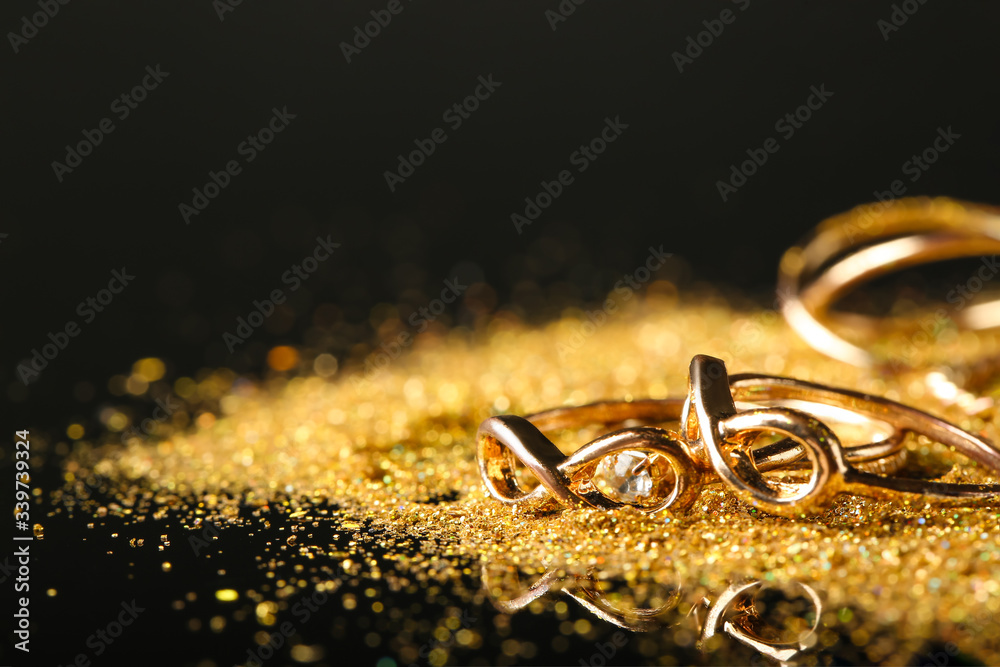 Beautiful jewelry on dark background