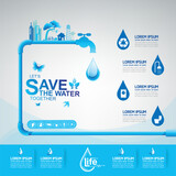 Fototapeta Dinusie - Save Water Vector Concept Ecology