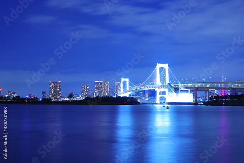 お台場海浜公園から望む夜のレインボーブリッジ Stock Photo Adobe Stock