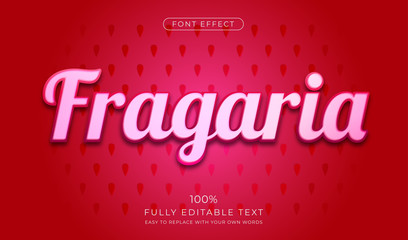 Leinwandbilder - Clean strawberry text effect. Editable font style