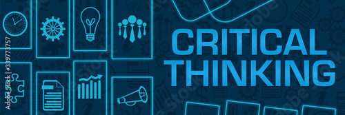 Fotomural Critical Thinking Blue Neon Business Shapes Horizontal