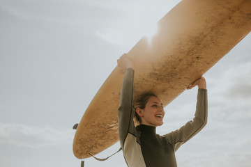 Beautiful female surfer