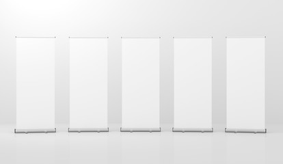 Wall Mural - roll up banner stand mockup. 3d render.