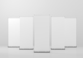 Wall Mural - roll up banner stand mockup. 3d render.