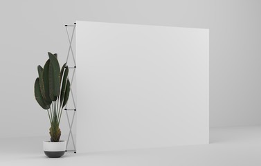 Wall Mural - wall stand banner mockup. 3d render.