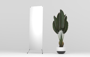 Wall Mural - x-banner stand mockup. 3d render.