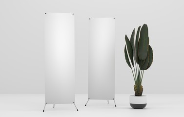 Wall Mural - x-banner stand mockup. 3d render.