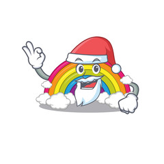 Sticker - rainbow Santa cartoon character with cute ok finger