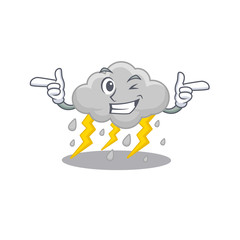 Canvas Print - Cartoon design concept of cloud stormy with funny wink eye