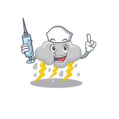 Poster - A nice nurse of cloud stormy mascot design concept with a syringe