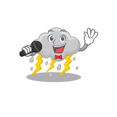 Sticker - Talented singer of cloud stormy cartoon character holding a microphone