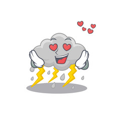 Sticker - Cute cloud stormy cartoon character has a falling in love face