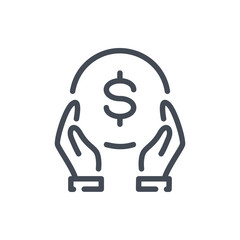 Fototapete - Money Donation line icon. Charity and Financial Support vector outline sign.