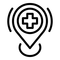 Poster - Hospital location icon. Outline hospital location vector icon for web design isolated on white background