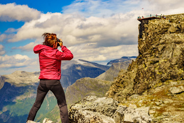 Sticker - Tourist taking photo from Dalsnibba area Norway