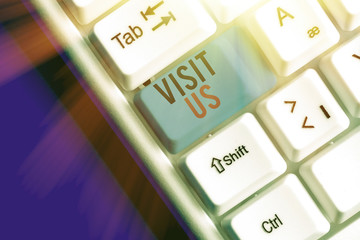 Poster - Word writing text Visit Us. Business photo showcasing Invitation Watch A web page Link to Homepage Blog Internet