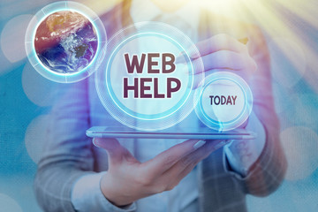 Fototapete - Text sign showing Web Help. Business photo text procedural or reference information delivered through computer Elements of this image furnished by NASA