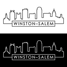 Winston–Salem Skyline. Linear Style. Editable Vector File.