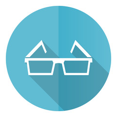 Aufkleber - Eyeglasses blue round flat design vector icon isolated on white background