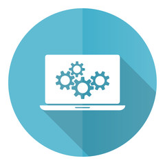Aufkleber - Laptop blue round flat design vector icon isolated on white background, notebook, computer illustration in eps 10
