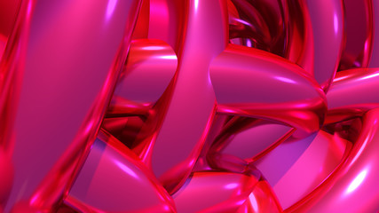 Poster - Abstract background with heap or hank of purple balloons or chrome pipes. 3D illustration