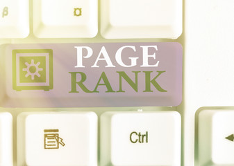 Poster - Conceptual hand writing showing Page Rank. Concept meaning a value assigned to a web page as a measure of its popularity